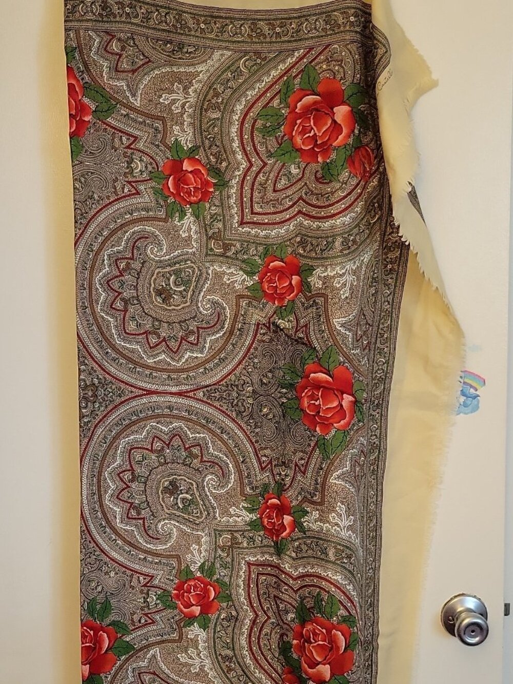 Luca Castellani Women Multicolor Paisley Floral Fringe Scarf Wrap 45" L, 46" W